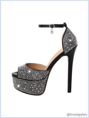 Women's Clear Chunky Platform Heeled Sandals Open Toe Ankle Strap Zip Gladiator